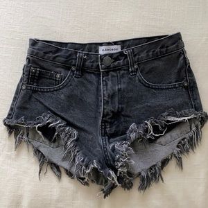 Black high waisted denim shorts